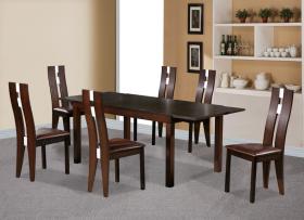 Baltic Dining Set with 6 Solid Beech Chairs Dark Walnut