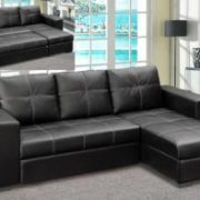 Gianni Storage Chaise Sofa Bed Bonded PU Black