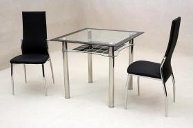 Jazo Black Dining Table Chrome 2 Lazio Chairs