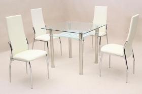 Jazo Dining Table Chrome 4 Lazio Chairs