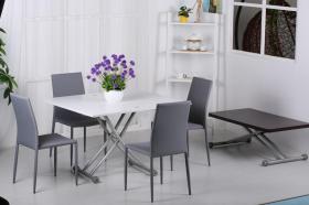 Lydia Adjustable Up Down Table White & Silver Dining Set