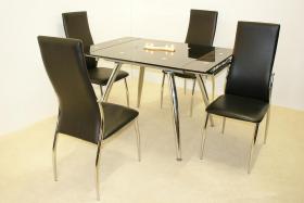 Magna Extending Set Black & Chrome 4 Lazio Chairs