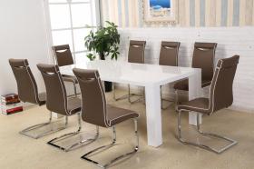 Melinda Dining Set White High Gloss with 8 Chairs