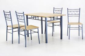 Oslo Dining Set Rectangle with 4 Chairs Silver & Beech