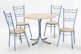 Oslo Round Dining Set with 4 Chairs Silver & Beech