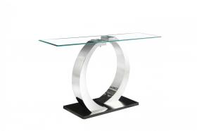 Phoenix Glass Console Table with Stainless Steel Base