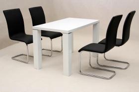 Prague Dining Table High Gloss White 4 Chairs