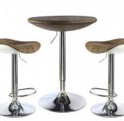 Ripley Bar Table With Stools Chrome with Brown Textilene Top