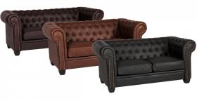 Winston 3 Leather & PVC - Brown, Auburn Red, Black 1900W x 900D x 750H Three Seater