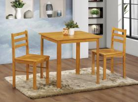 York Small Dining Set with 2 Chairs Natural Oak