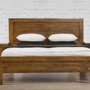 California Double Bed Solid Rubberwood Rustic Oak