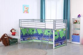 Midi Sleeper Metal Bunk with Football Pattern Curtain
