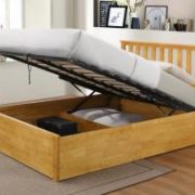 Zoe Storage Bed Double Solid Rubberwood Oak