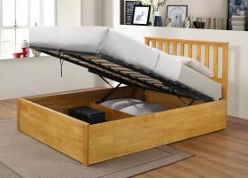 Zoe Storage King Size Bed Solid Rubberwood Oak