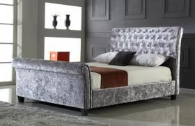 erenity Crushed Velvet Double Bed Silver