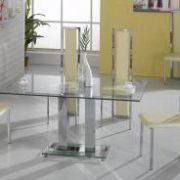 Ankara Large Dining Set Chrome 6 Trinity Chairs