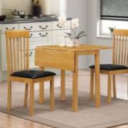 Atlas Solid Rubberwood Dropleaf Dining Set with 2 Chairs