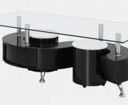 Boule Black High Gloss Coffee Table with Clear Glass