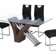Caspian Glass Dining Table Walnut Colour with 6 Chairs