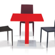 Chatham High Gloss Table Red with Stainless Steel Base 4 Chairs