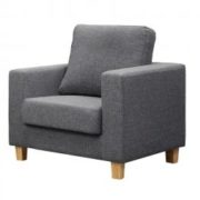 Chesterfield 1 Seater Sofa Linen Fabric Dark Grey