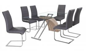 Chiswell Dining Set Chrome & Natural 6 Chairs
