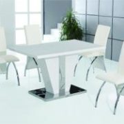 Costilla Dining Set White with Stainless Steel 4 Chairs