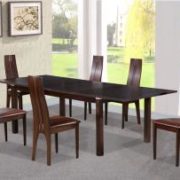 Croft Dining Set with 6 Solid Beech Chairs Dark Walnut