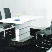 Dolores Dining Set White with Stainless Steel Base 4 Chairs