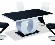 Edenhall High Gloss Dining Set White with Black Glass Top with 4 Chairs