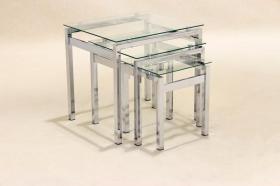 Epsom Nest of Tables Chrome Glass JOA
