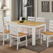 Fairmont White Dining Set with 6 Chairs Natural & White