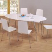 Fiji High Gloss Oval Dining Set with 6 Chairs White