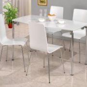 Fiji High Gloss Rectangle Dining Set with 4 Chairs White