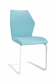 Fleming Dining Chair White Legs & Blue PU