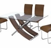 Hanover Glass Dining Table Walnut Colour with 6 Chairs