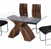 Holte Glass Dining Table Walnut Colour with 6 Chairs