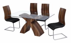 Holte Glass Dining Table Walnut Colour with 6 Chairs