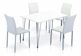 Iris High Gloss Dining Tabe White & Chrome with 4 Chairs