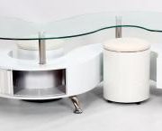 Krista White High Gloss Coffee Table with Clear Glass