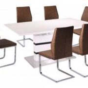 Leona High Gloss Ext Dining Set White & Black