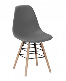 Lilly Plastic (PP) Chairs with Solid Beech Legs Dark Grey