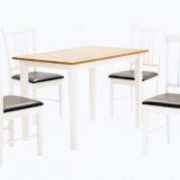 Massa White Dining Set with 4 Chairs Oak & White