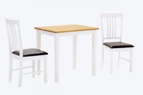 Massa White Small Dining Set with 2 Chairs Oak & White
