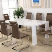 Melinda Dining Set White High Gloss with 8 Chairs