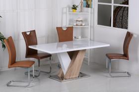 Natalia High Gloss Dining Set White & Natural