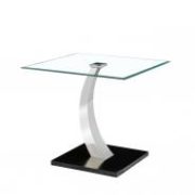 Phoenix Glass Lamp Table with Stainless Steel Base