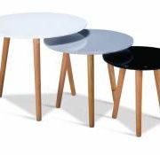 Sandon High Gloss Nest of Tables with Solid Beech Legs