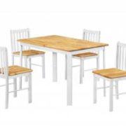 Sheldon Dining Set with 4 Chairs Natural Oak & White