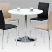 Sylvia White High Gloss Dining Set with 4 Carina Chairs